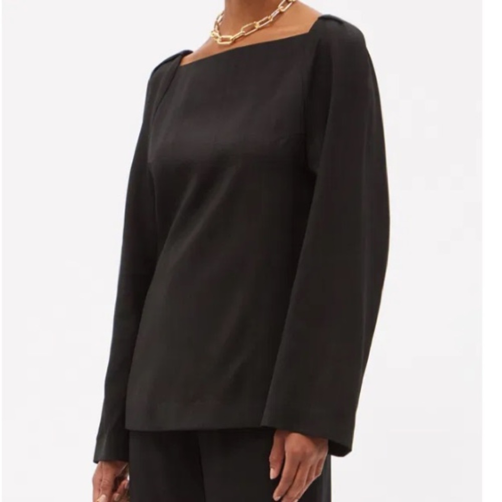 Toteme Black Square Neck Blouse Size 40